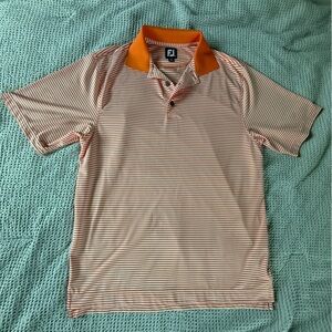 Titleist FootJoy Orange & White Striped Polo Shirt